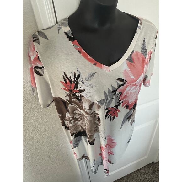 Multi-Color v neck Floral Print Blouse Size 2X Lightweight - Picture 4 of 6